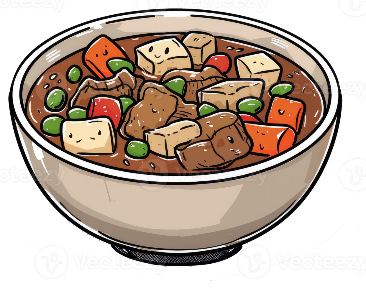 A Colorful Illustration of a Bowl of Delicious Stew png