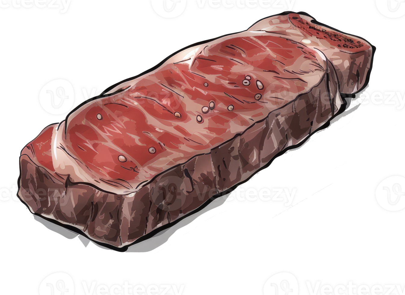 A cooked steak prepared with seasonings on the side png
