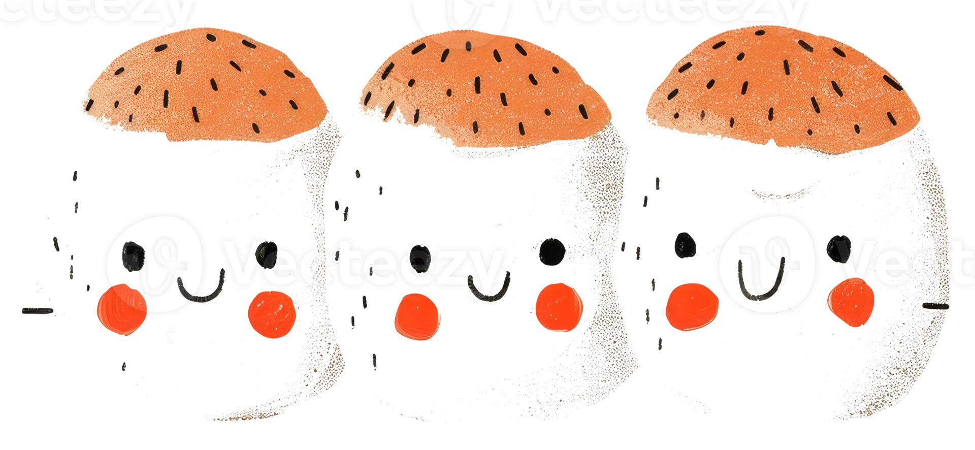 Three cartoon characters appearing as food items are smiling png