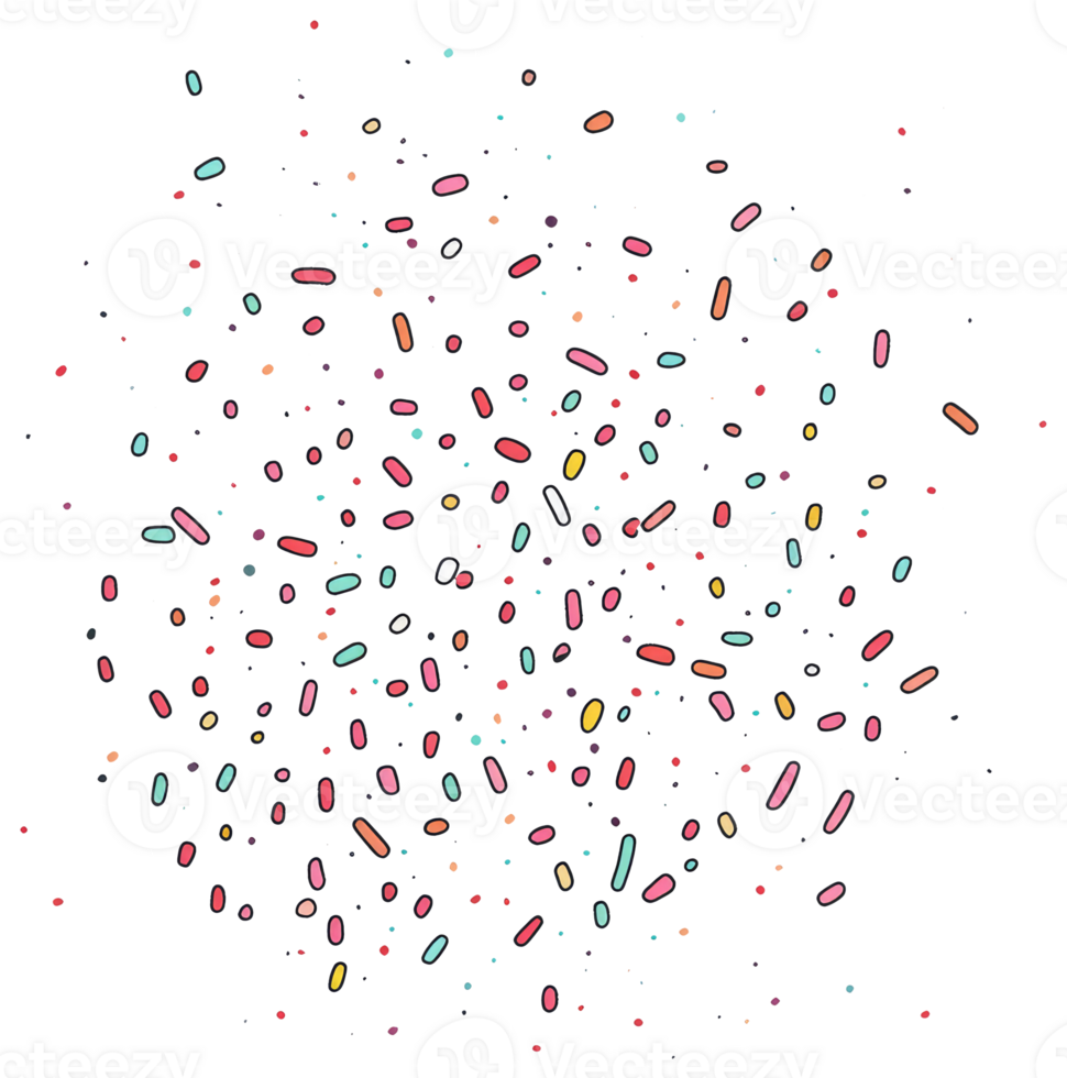 A collection of colorful sprinkles scattered on a white surface png