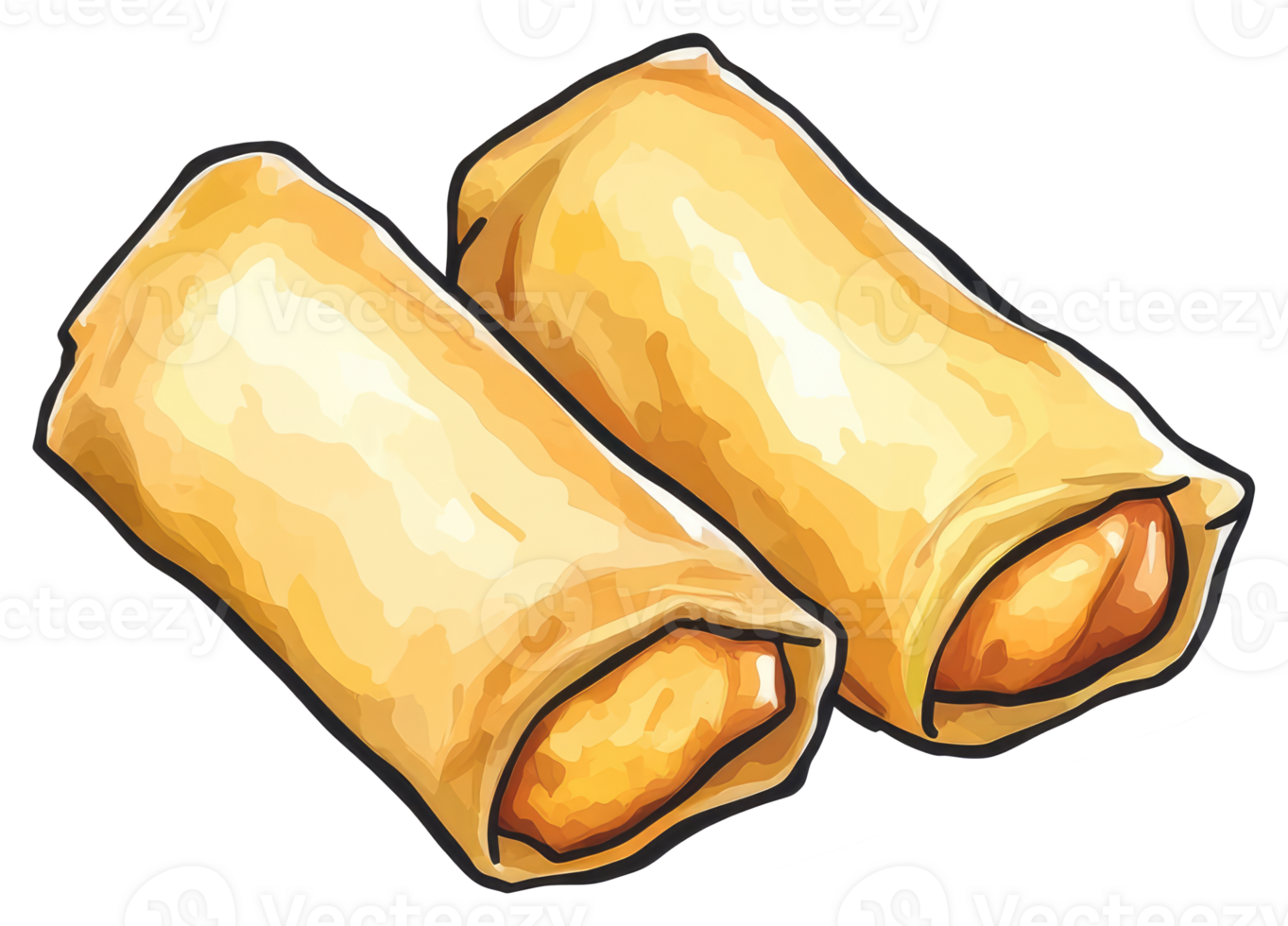 Two golden brown wrapped food items together as a pair png