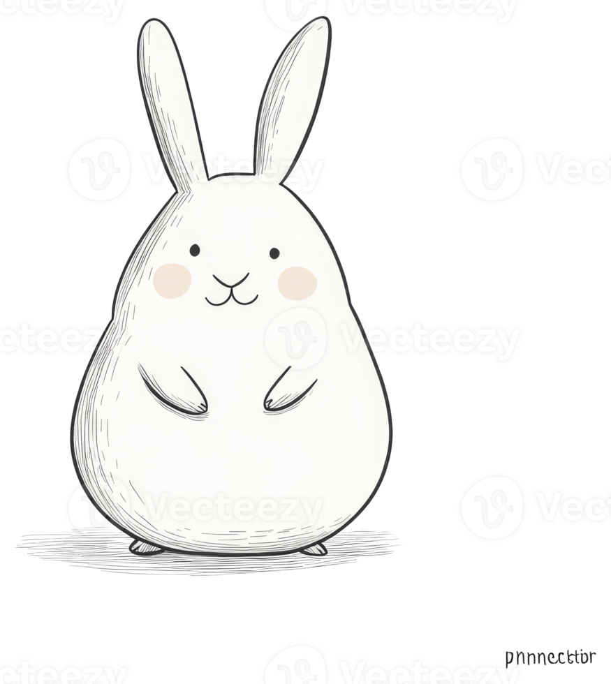 A simple and friendly illustration of a happy white bunny png