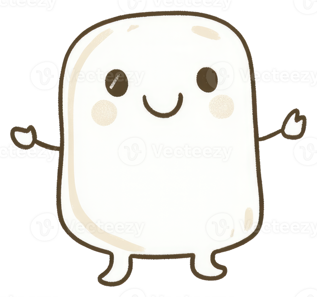 A cute friendly cartoon character with arms and happy expression png