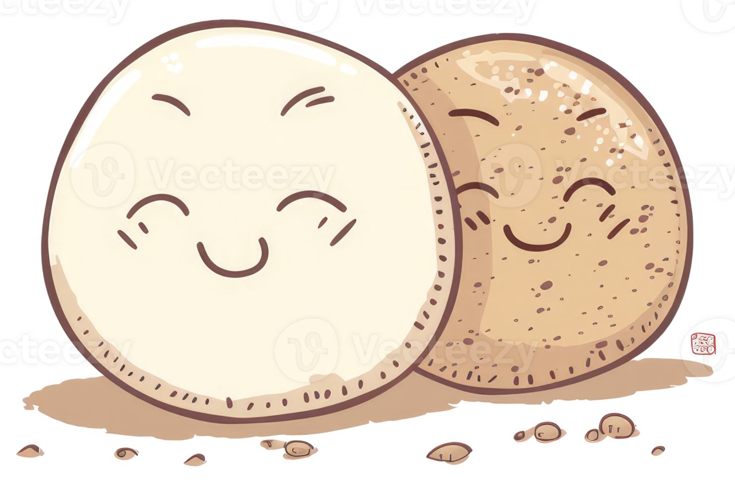 Smiling Potatoes Huddled Together In Cute Animated Illustration png