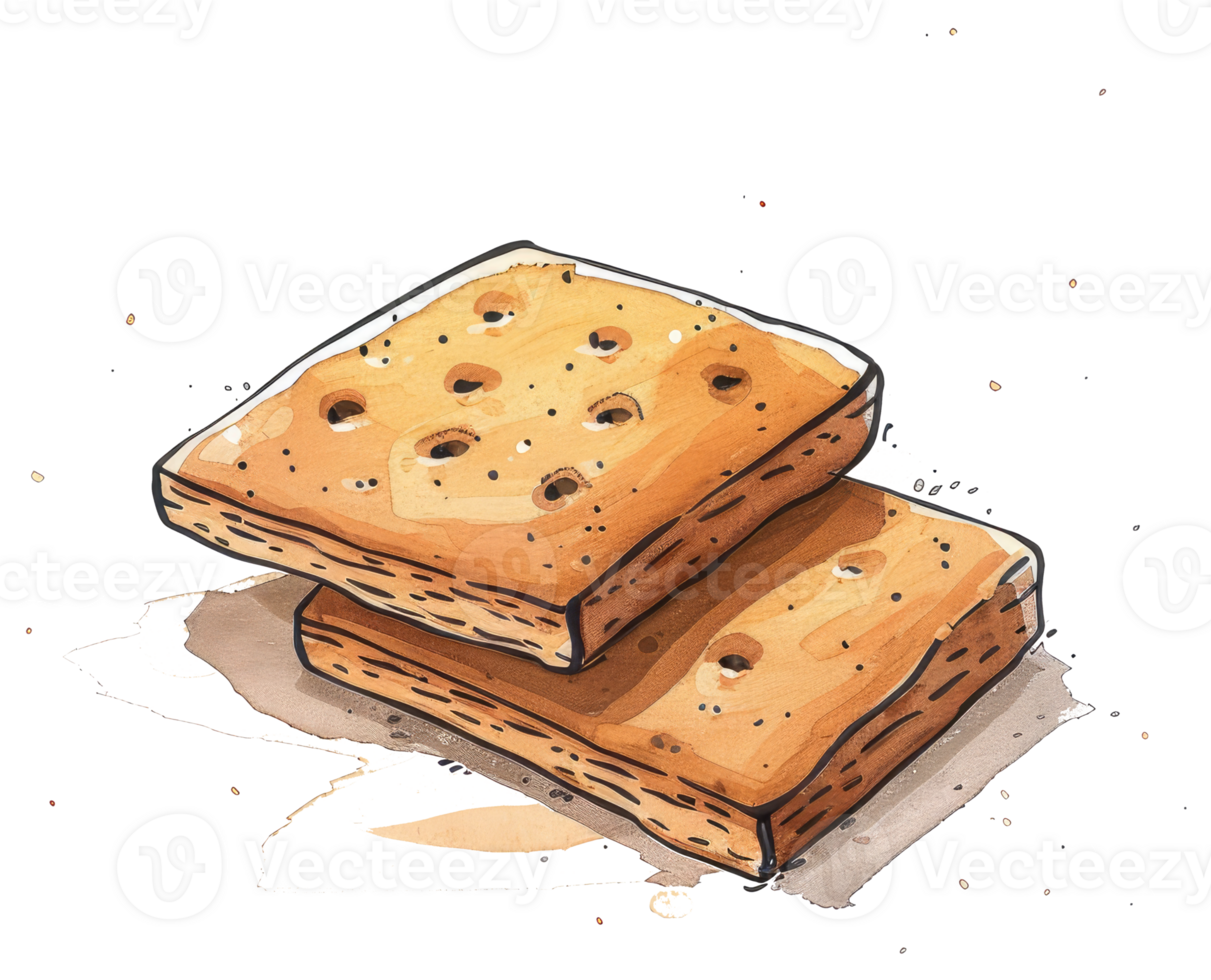 Two square crackers stacked creating a tasty food image png