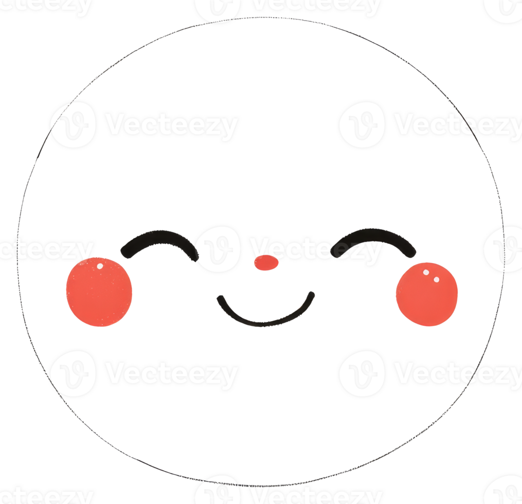 A happy smiling face with rosy cheeks is illustrated plainly png
