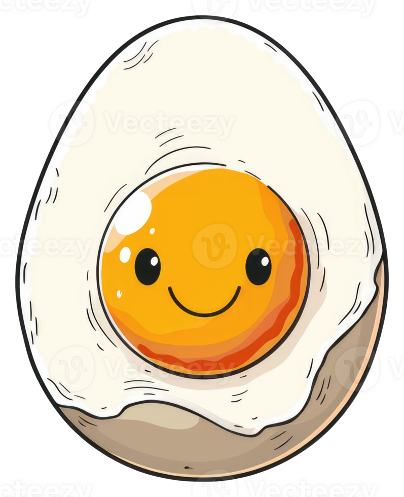 A smiling cartoon image of a friendly cooked egg png