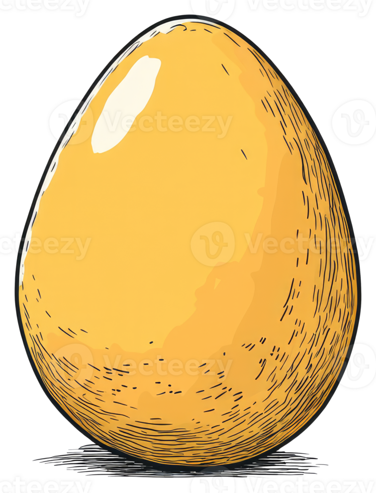 A vibrant illustration of a single golden egg with shadows png