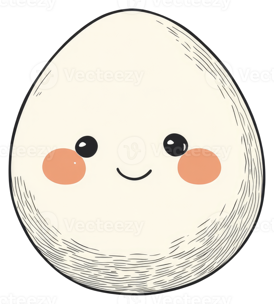 A smiling and friendly illustrated egg with rosy cheeks png