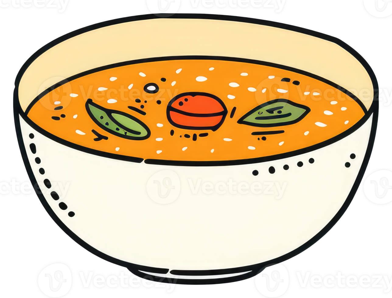 A cartoon illustration of a bowl of delicious soup png