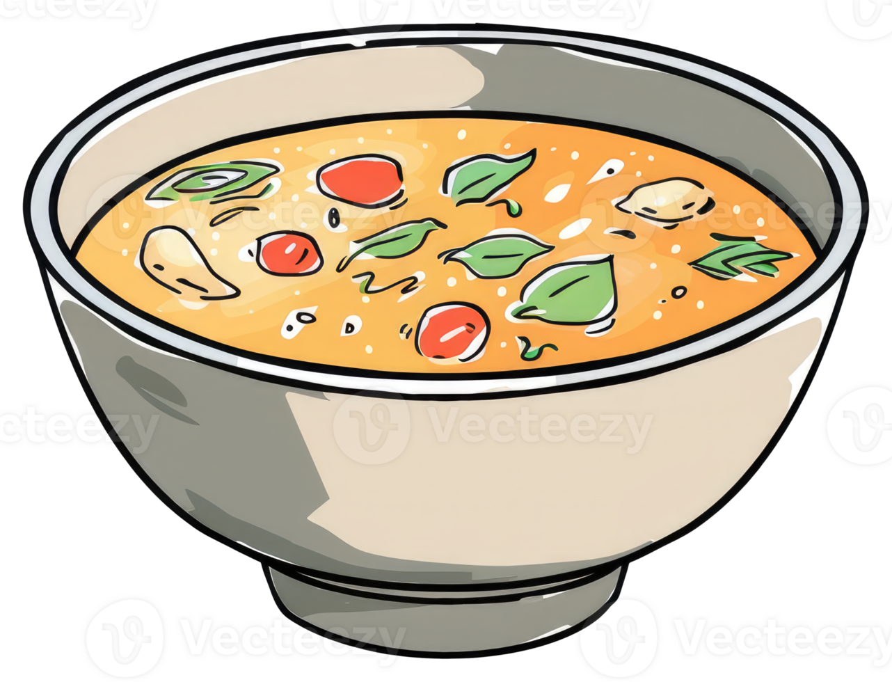 A Bowl of Soup with Various Garnishes and Vegetables png