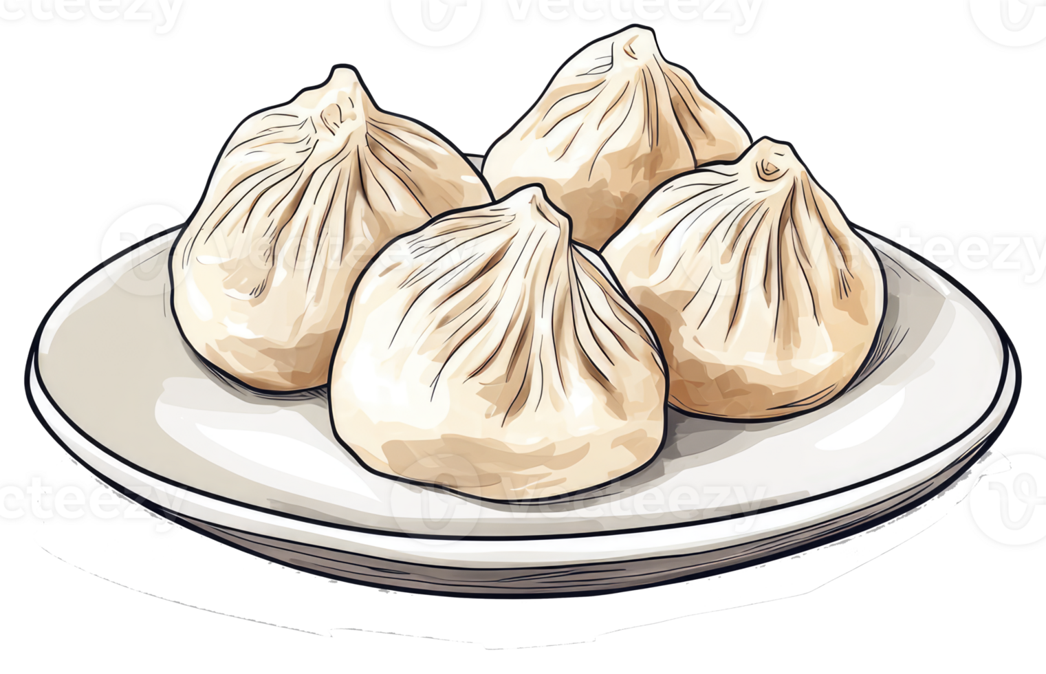 Four Delicious Steamed Dumplings Presented Neatly On A Plate png