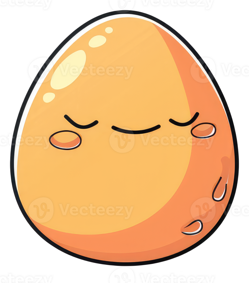 A cartoon egg with closed eyes and an amused expression png
