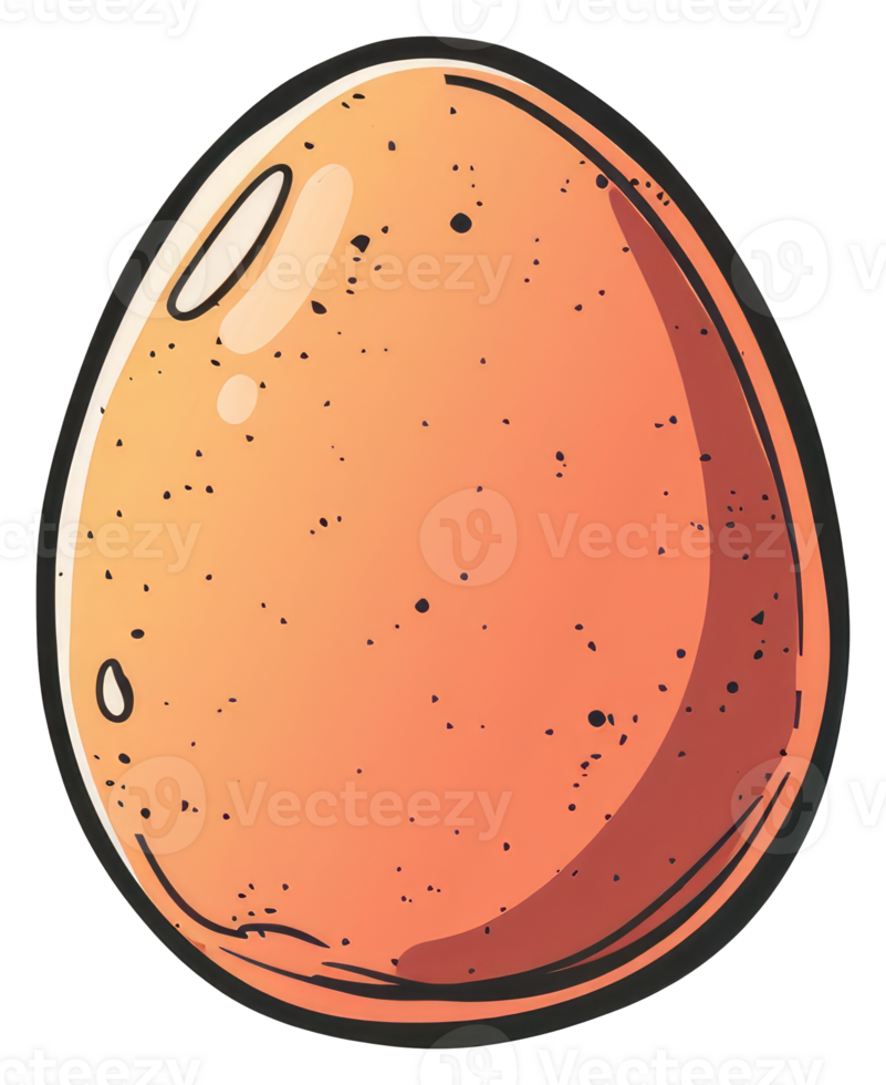 An isolated illustration of a single brown egg with defined shadows png