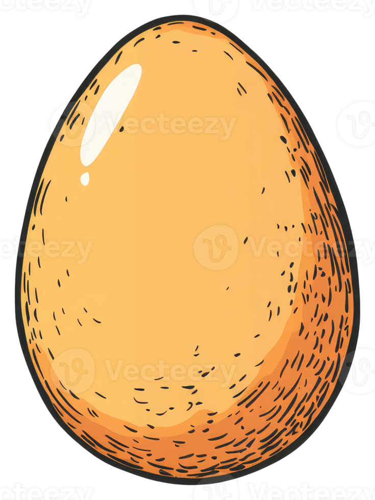 A single golden brown egg with glossy white highlights displayed png