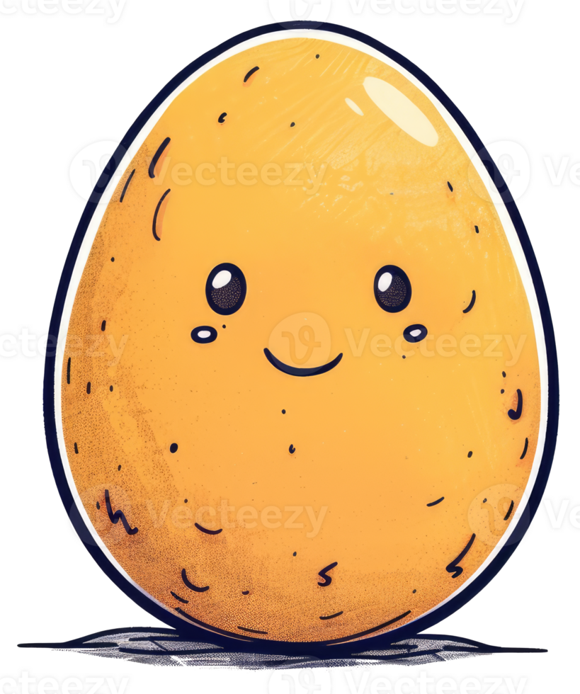 A cartoon illustration of a friendly smiling egg character png