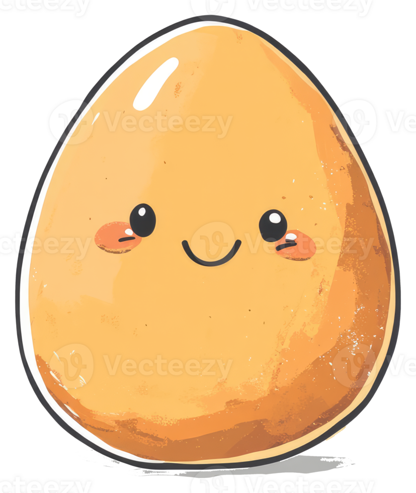 A happy cartoon egg with blush and a smiling face png