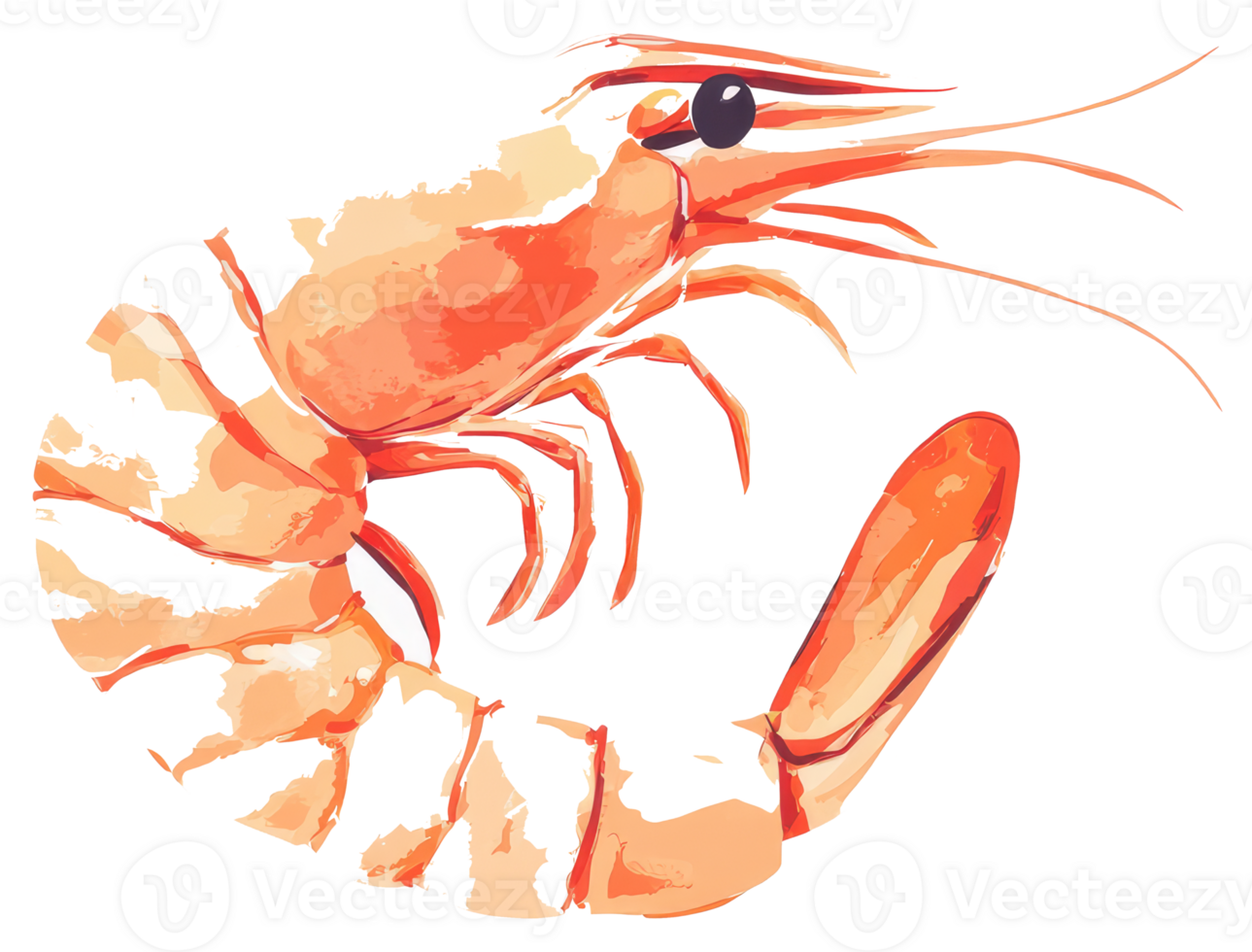 A Single Illustration Depicting A Large Orange Seafood Shrimp png