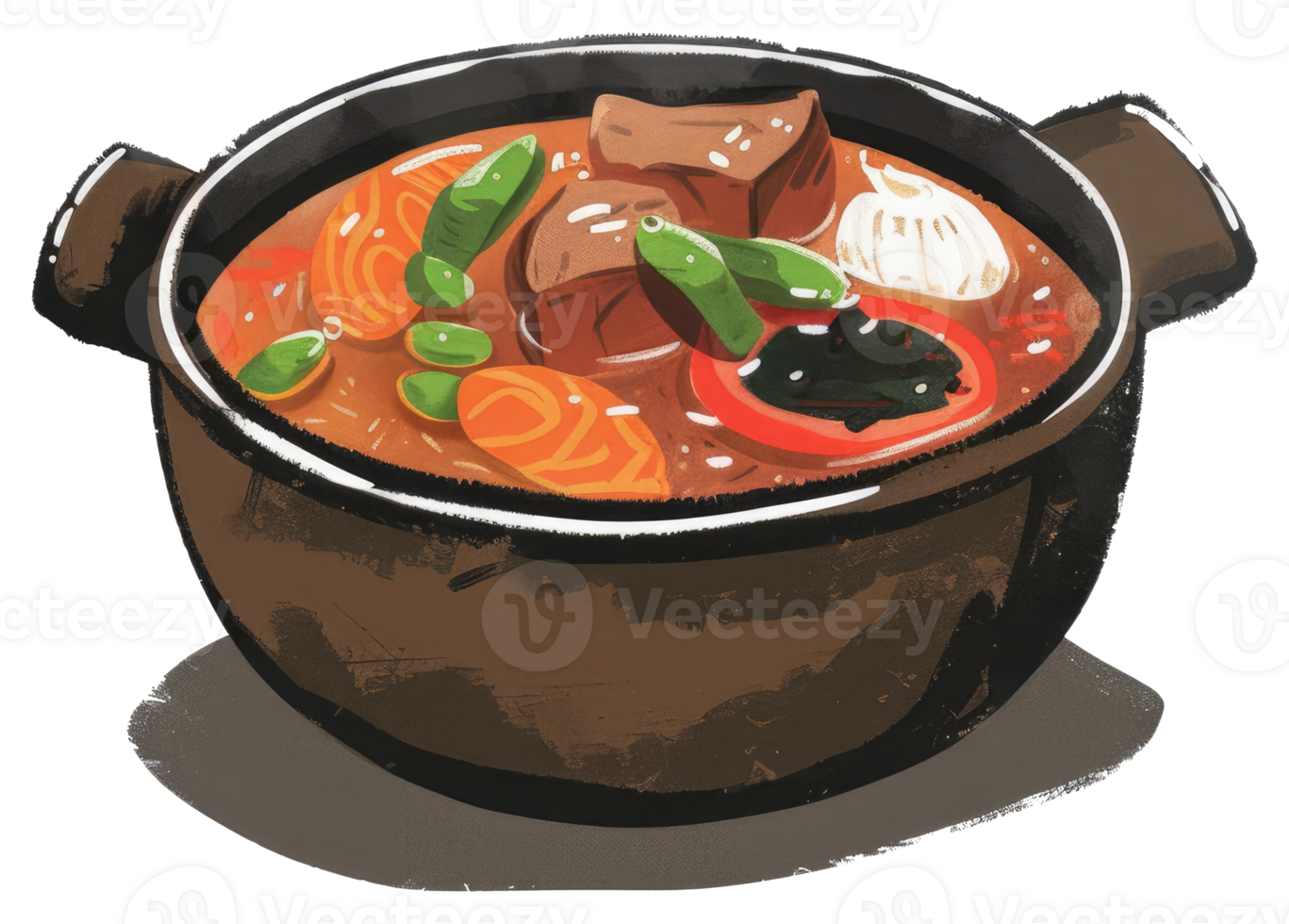 A Delicious Hearty Stew Cooked In A Rustic Brown Pot png
