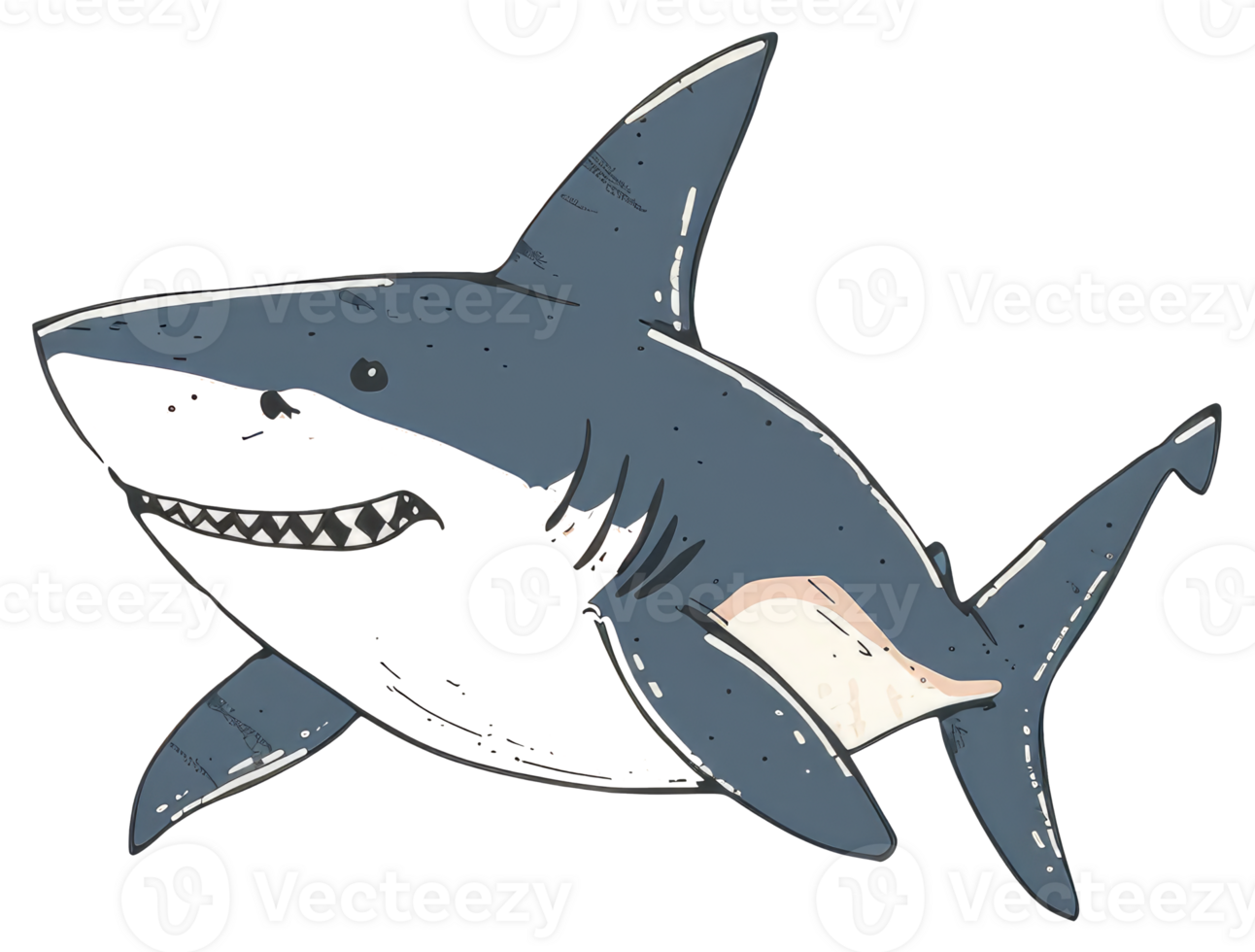 An illustration depicts a detailed cartoon image of a shark png