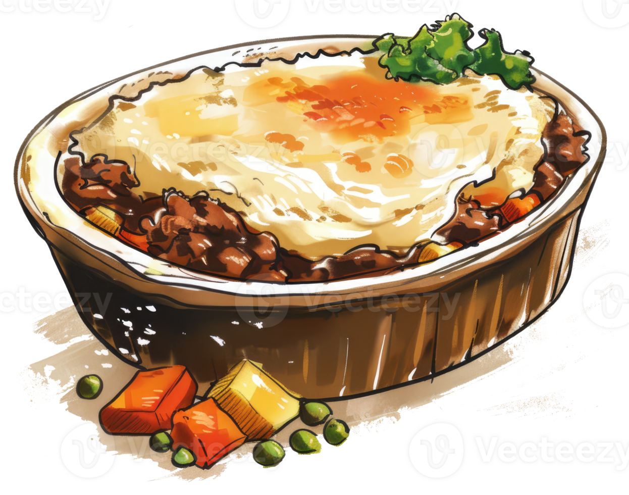 A Delicious Dish Of Shepherds Pie With Vegetables and Topping png
