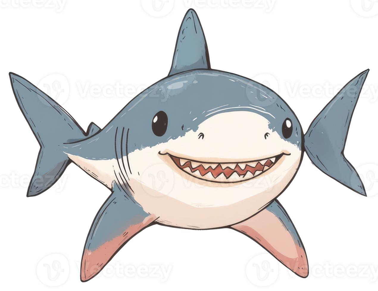 A smiling cartoon illustration depicting a friendly looking shark character png