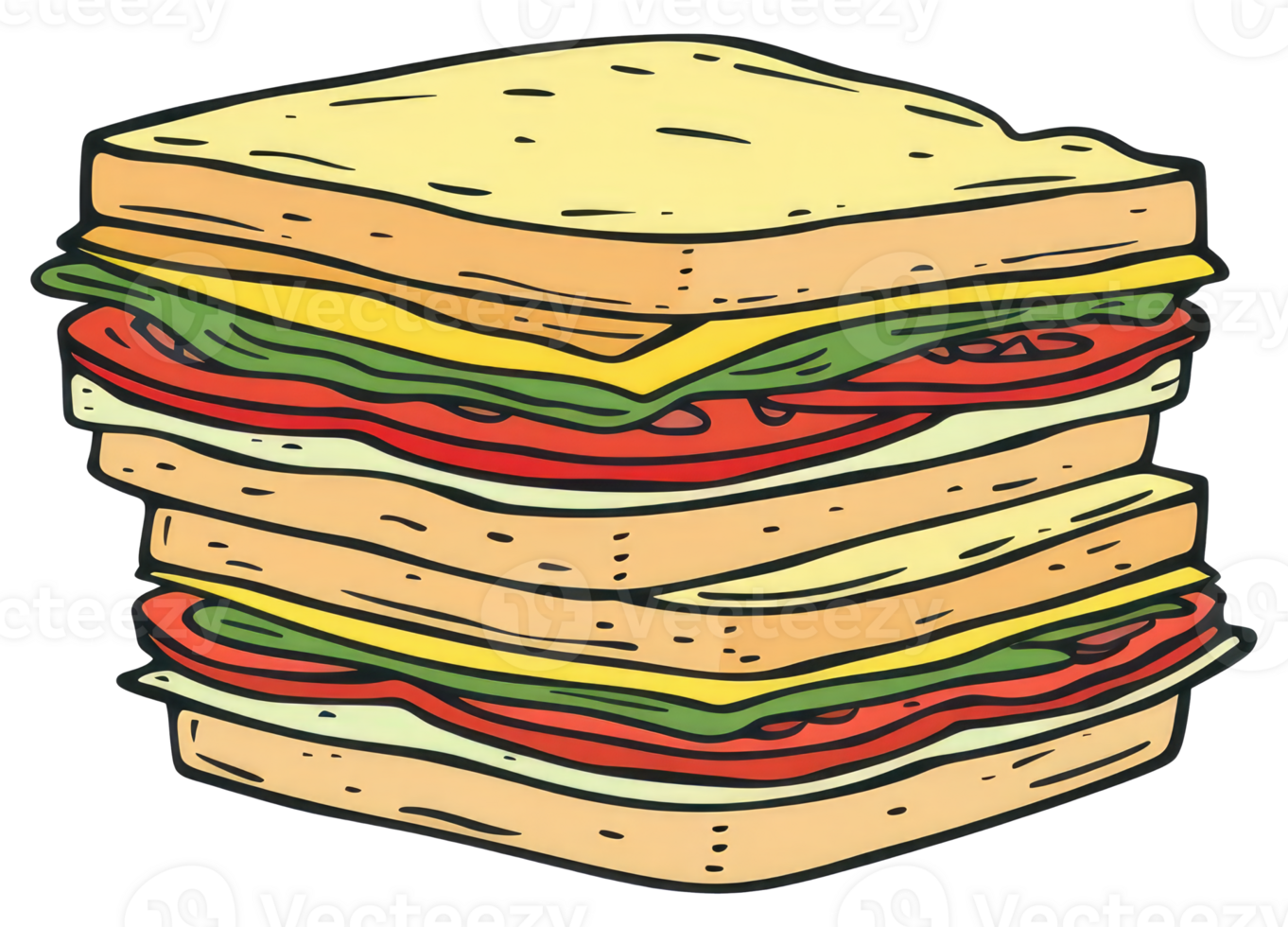 A cartoon illustration showing a stacked sandwich with multiple layers png