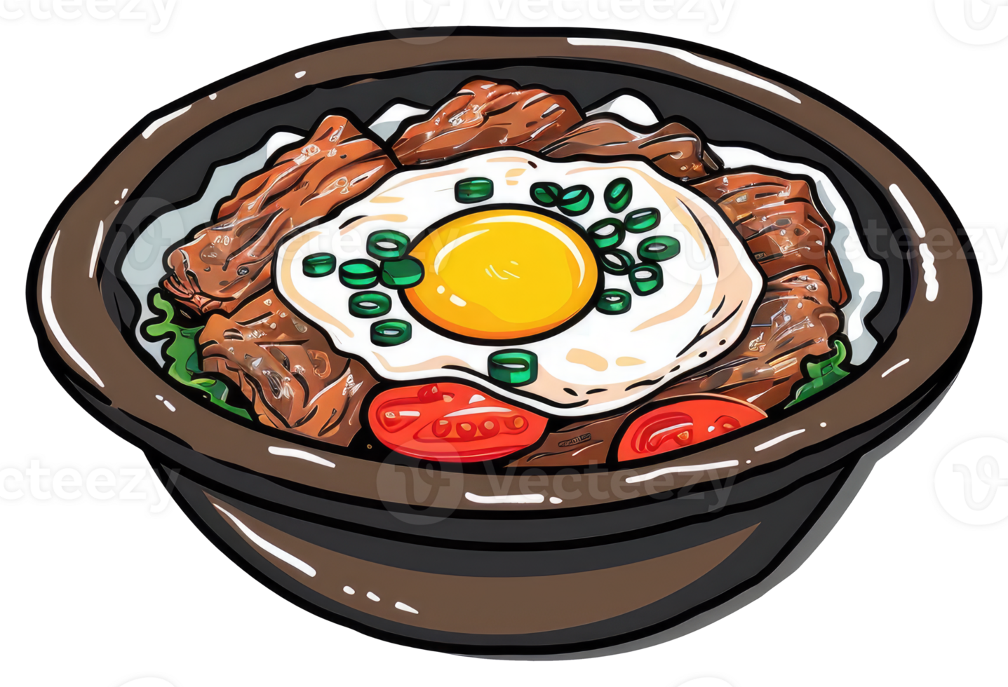 A bowl of delicious food with egg and vegetables png