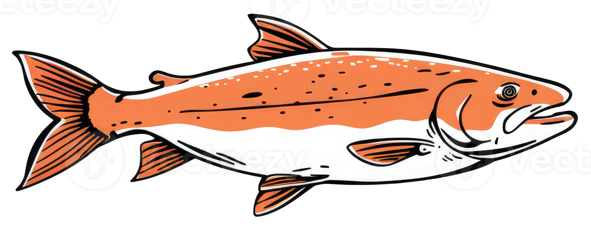 A detailed artistic illustration of a salmon fish swimming gracefully png