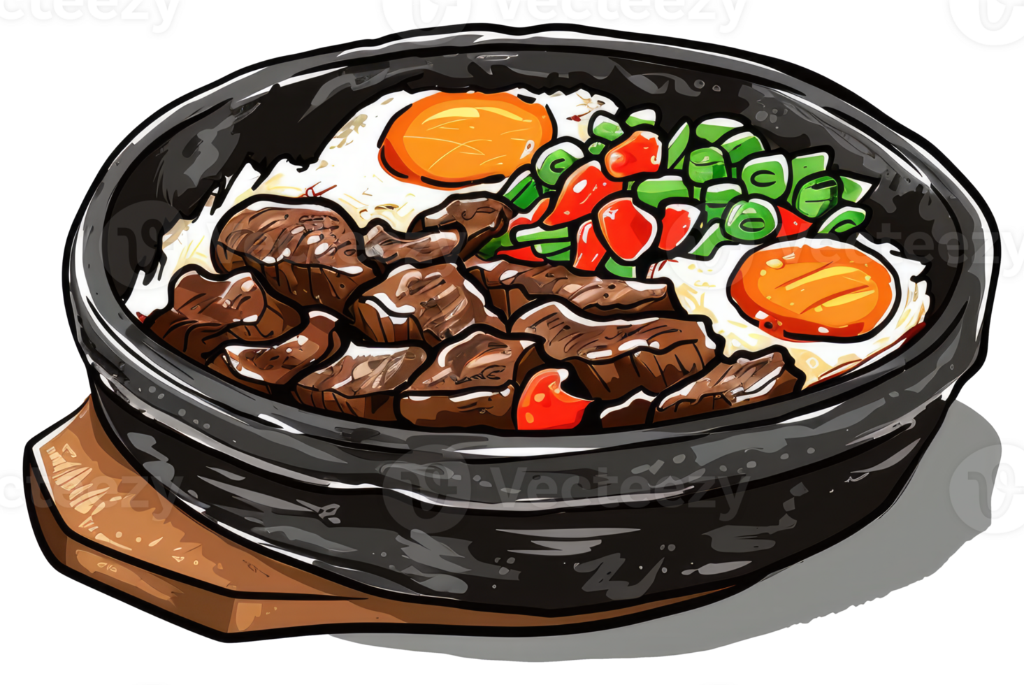 A stylized depiction of a bowl of food with toppings png