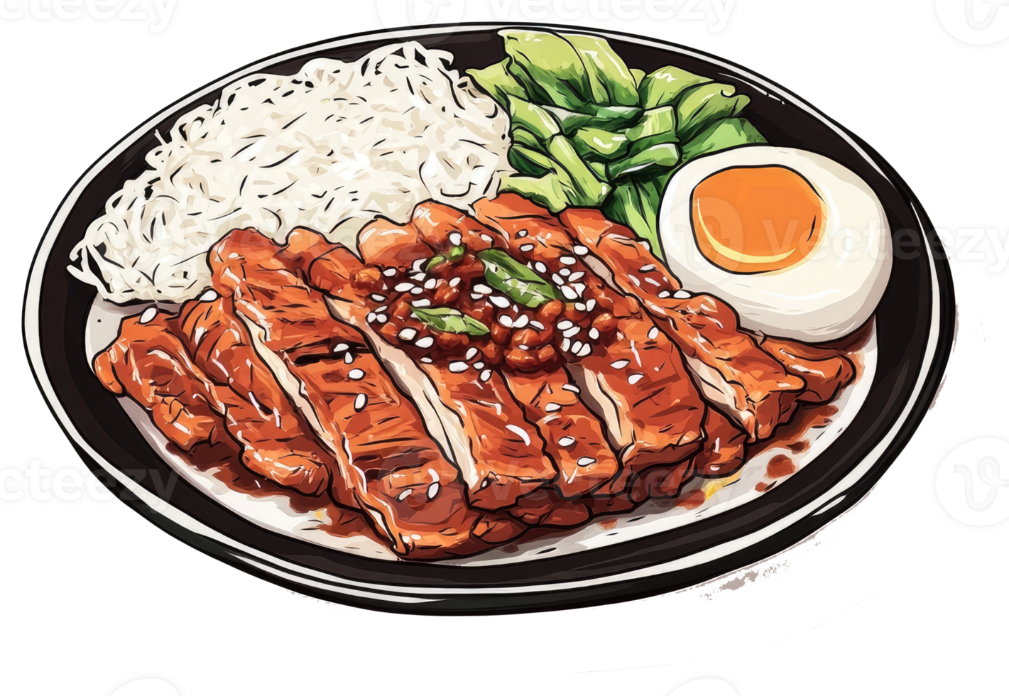 A colorful and appetizing plate of delicious chicken and rice png