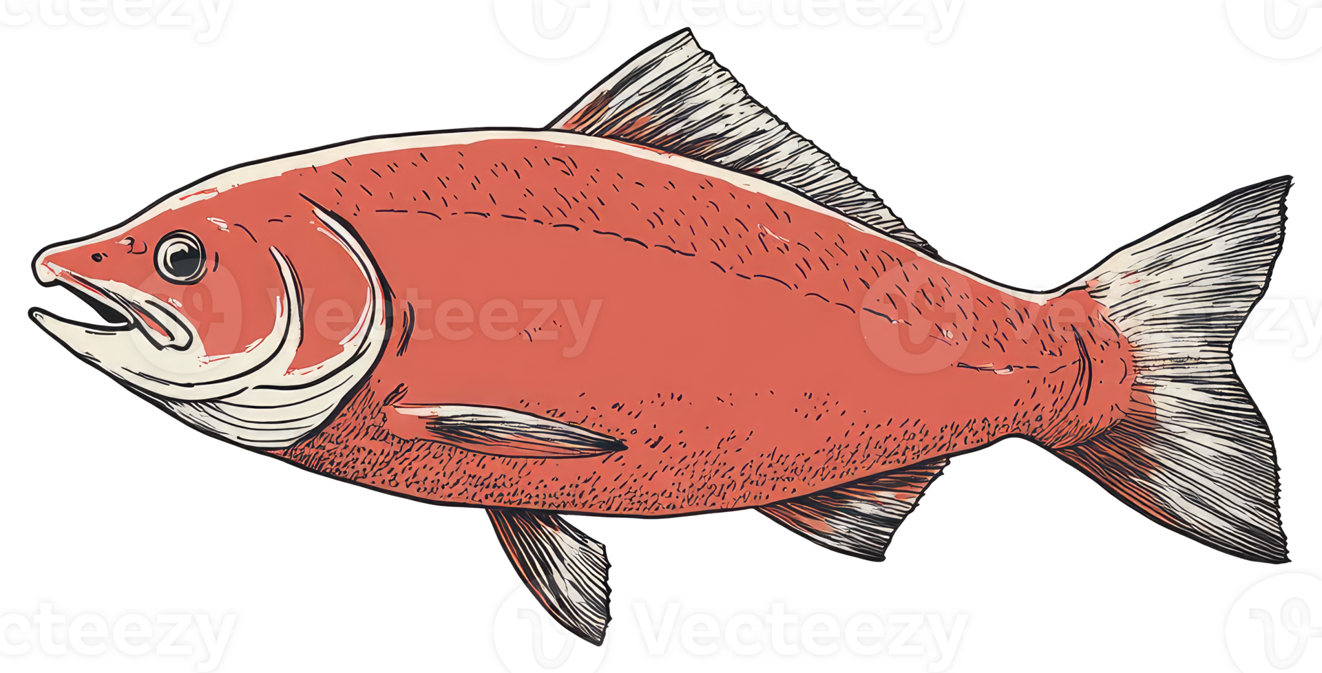 A Detailed Illustration Depicting a Single Fish Swimming Horizontally png
