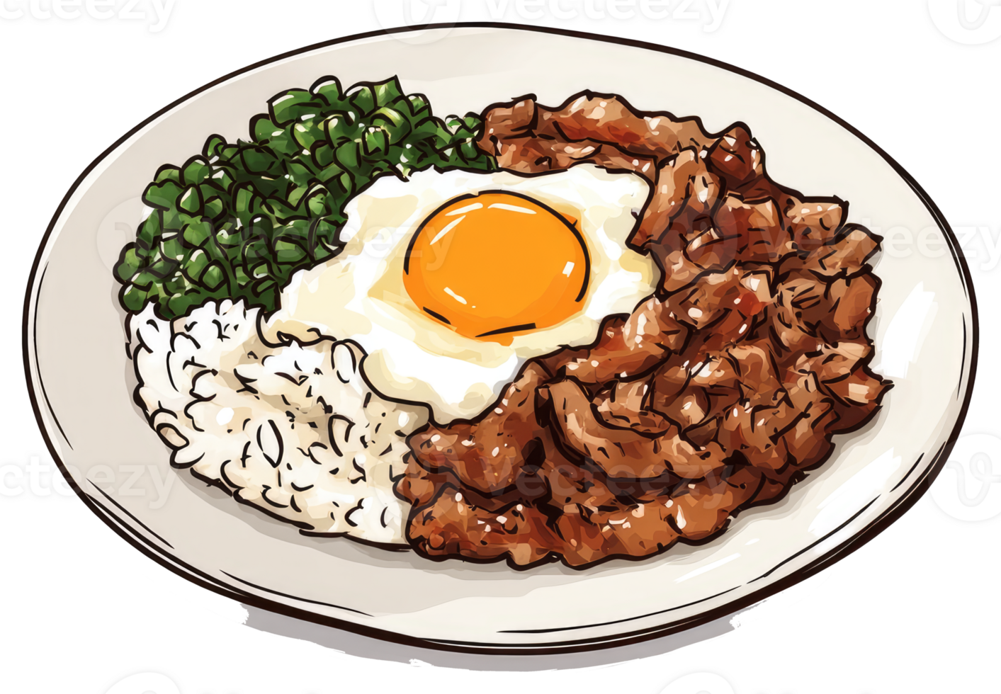 A delicious plate of food featuring fried egg and meat png