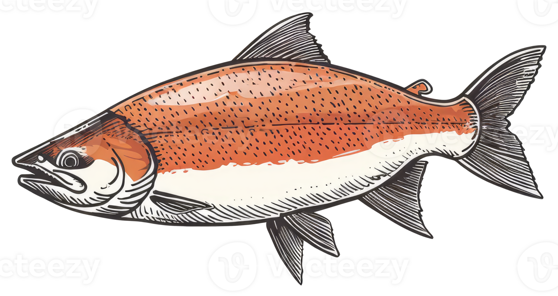 An artistic illustration showcasing a vibrant fish swimming underwater with fins png