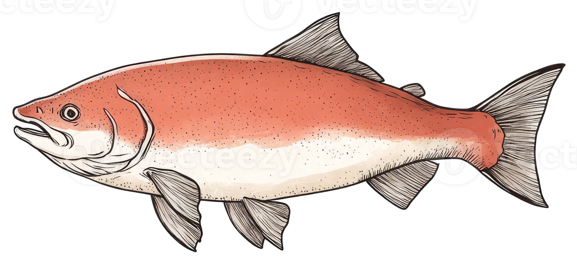 A Large Fish Swimming With Reddish Orange And White Coloration png