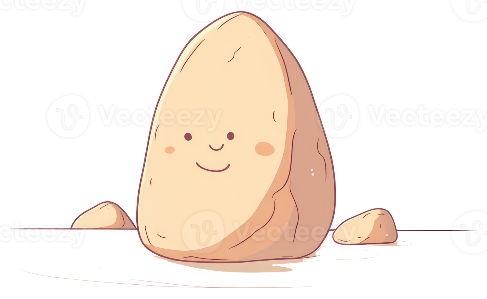 An adorable animated rock character with a friendly smiling face png