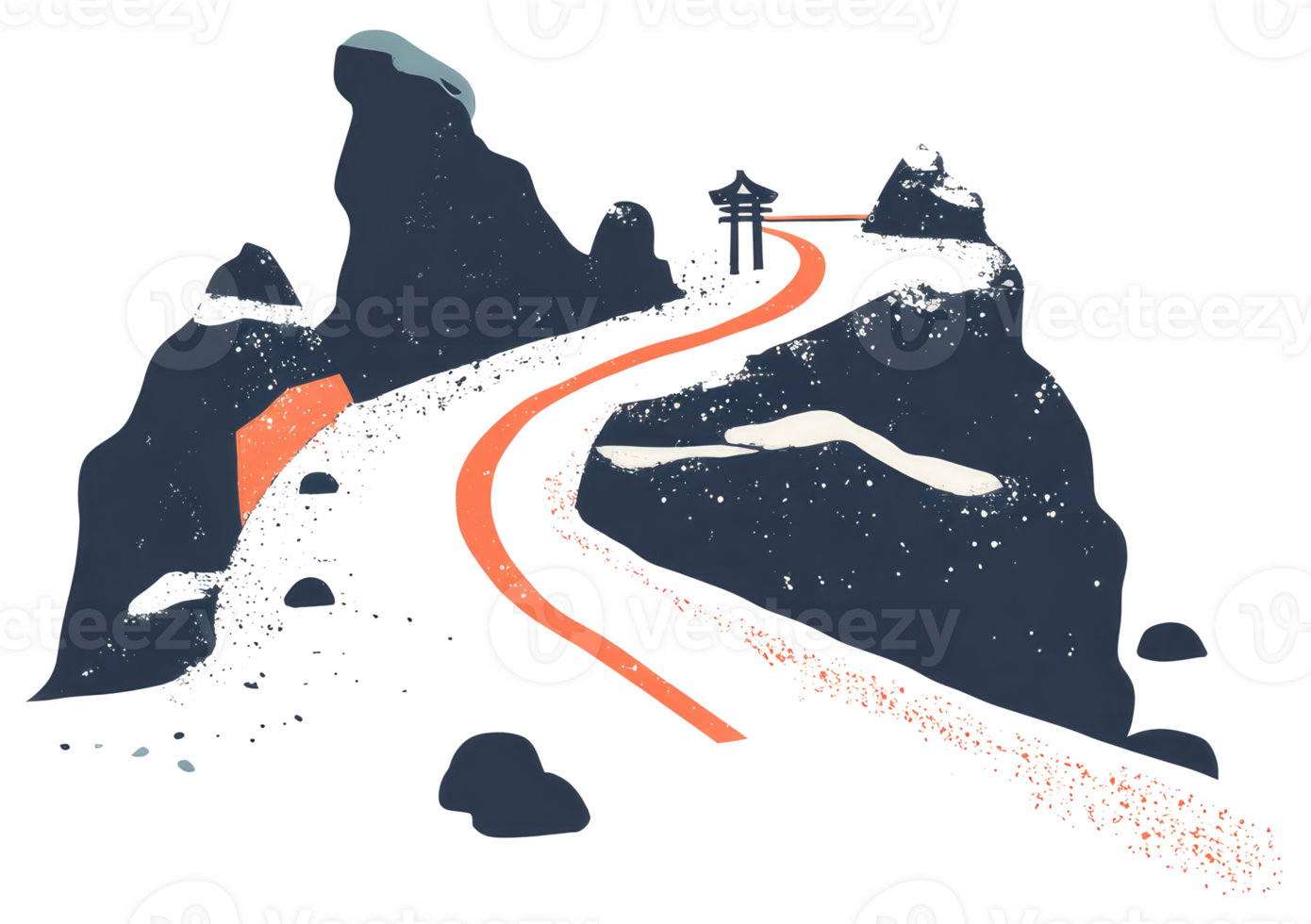 A scenic illustration depicts a mountain path leading to a structure png