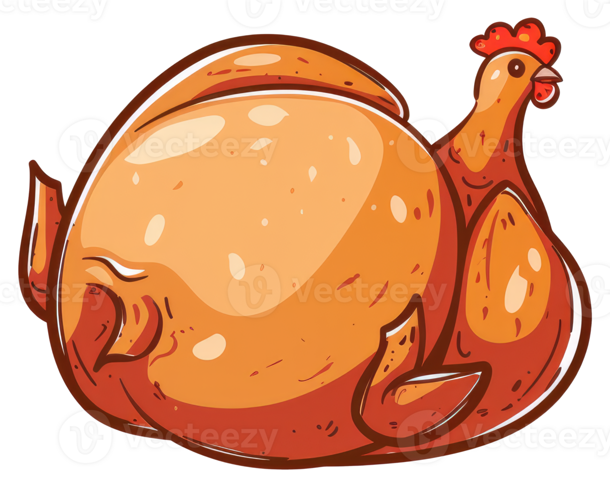 A stylized illustration depicting a roasted chicken ready to eat png