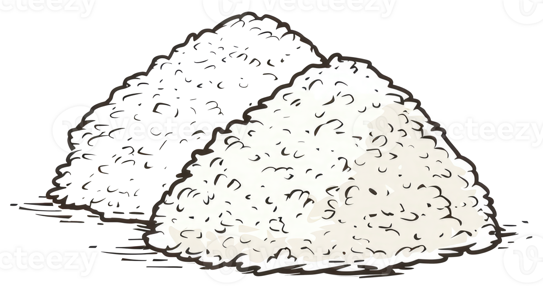 Two fluffy white textured piles in a simple illustration style png