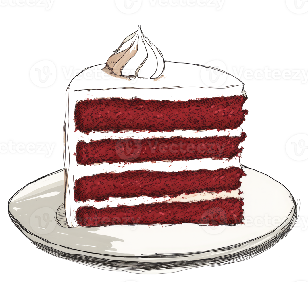 A Delicious Slice Of Red Velvet Cake Placed On A Plate png