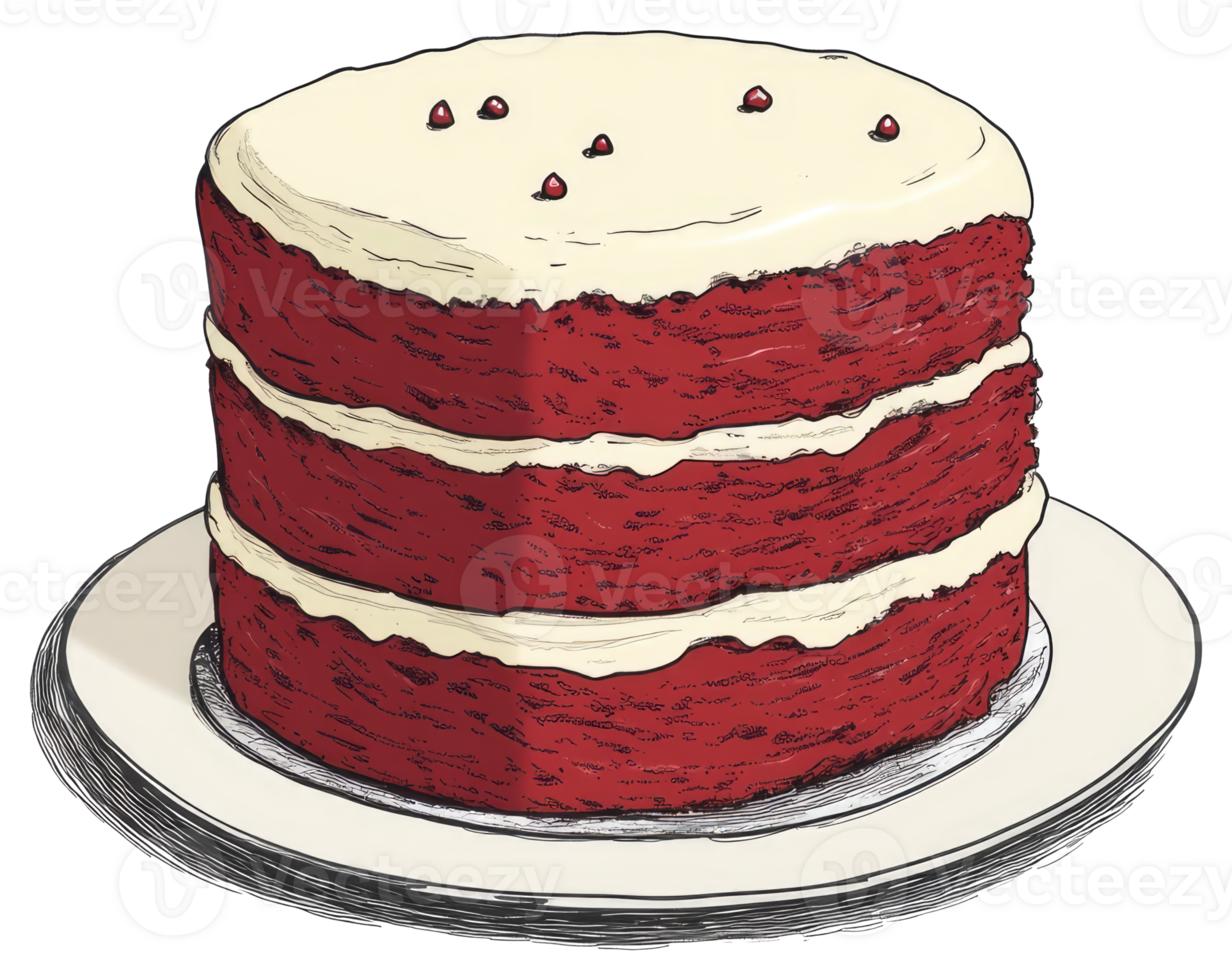 A delicious three tiered cake covered with white frosting on a plate png