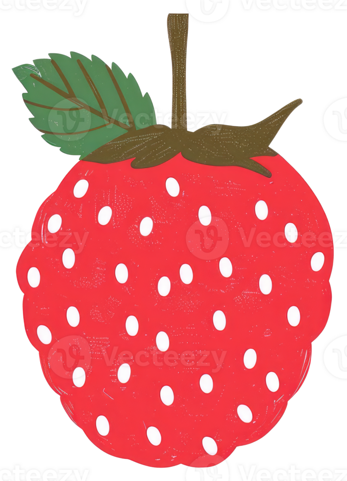 A single red strawberry with a green leaf is depicted png