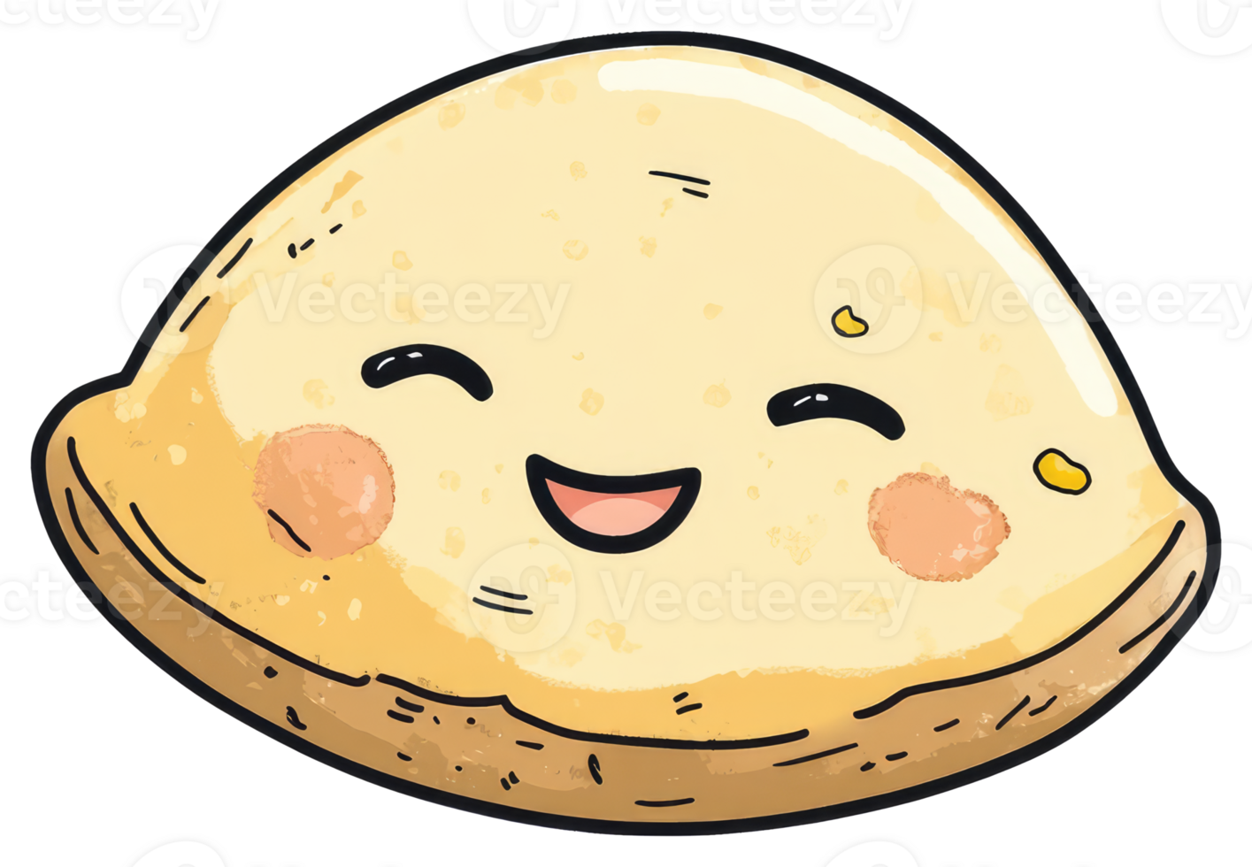 A happy cartoon empanada smiling with blushing cheeks png