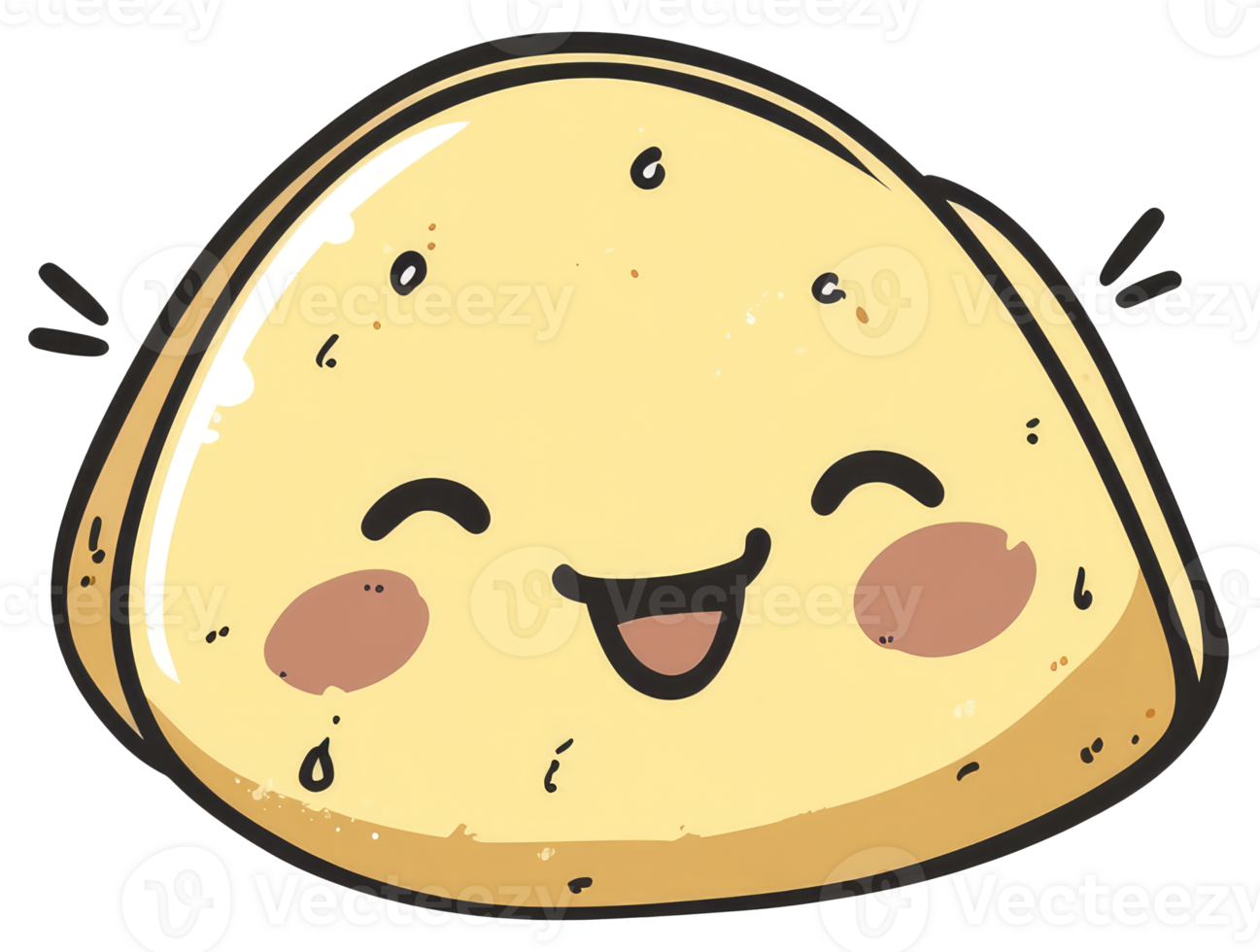 A friendly cartoon dumpling character expressing happiness through facial features png