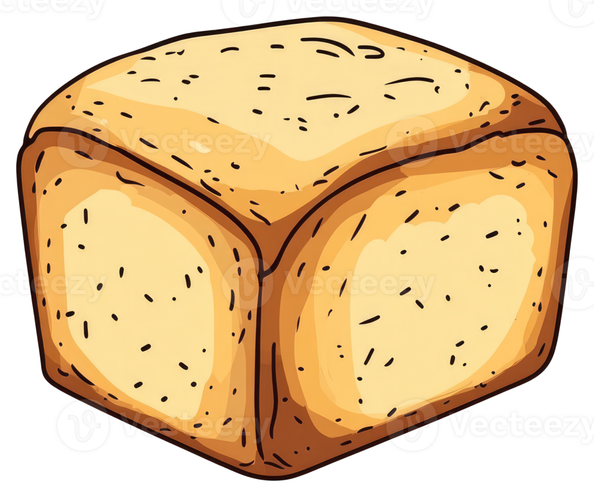 A single loaf of bread shown in a simple cartoon style png