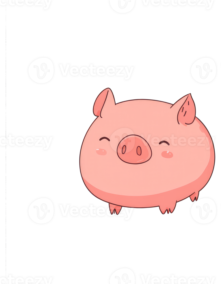 A cartoon illustration of a smiling round pink pig is shown png