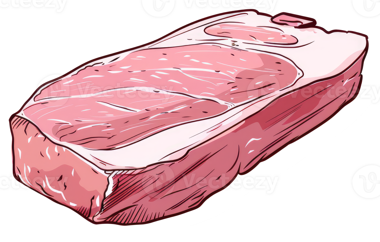 A large artistic rendering of a cut of fresh uncooked meat png