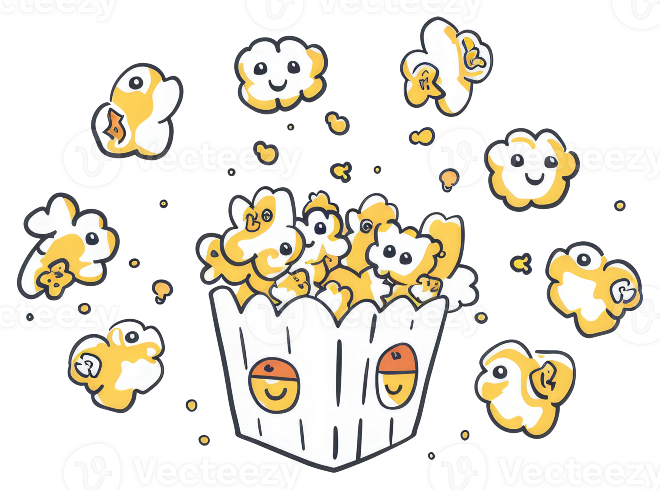 Cartoon depiction of a container filled with popcorn kernels png