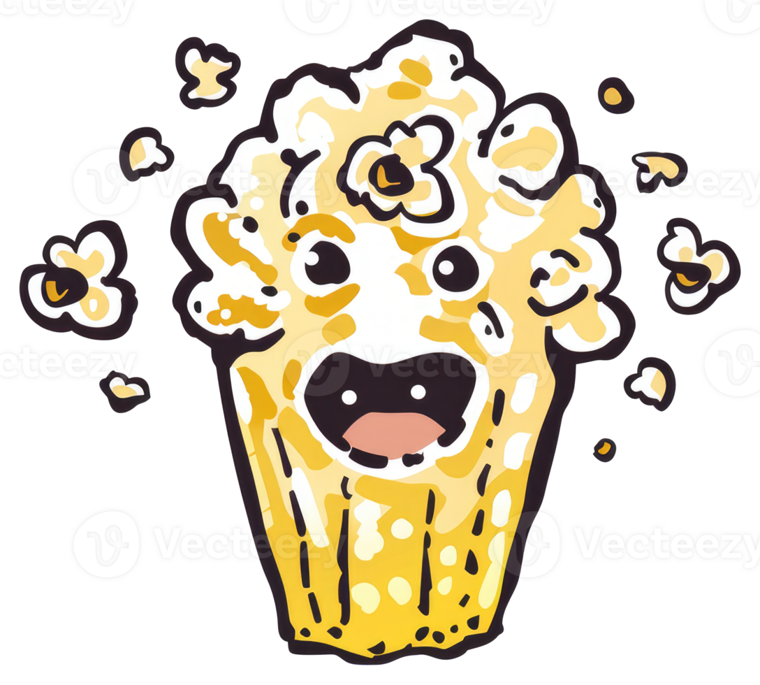 A smiling cartoon illustration of a delicious popcorn cup png