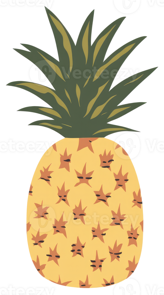 A single brightly colored cartoon pineapple on a white background png